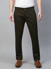 Genips Men's Cotton Bottle Green  Stretch Caribbean Slim Fit Print Trousers